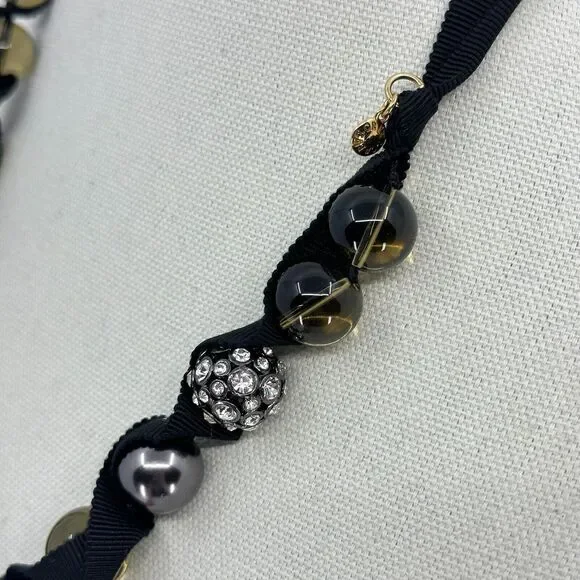 J. Crew Necklace Glass Rhinestone Ribbon Beaded Tie Closure Estate Costume - Picture 4 of 8